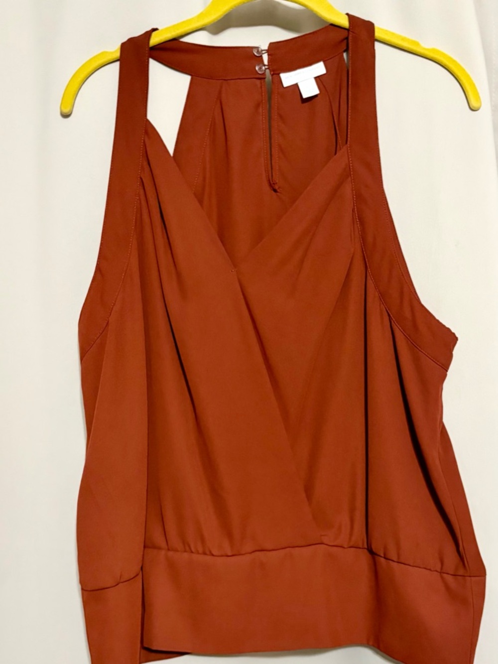 New York & Company Rust Halter-Back Draped Tank